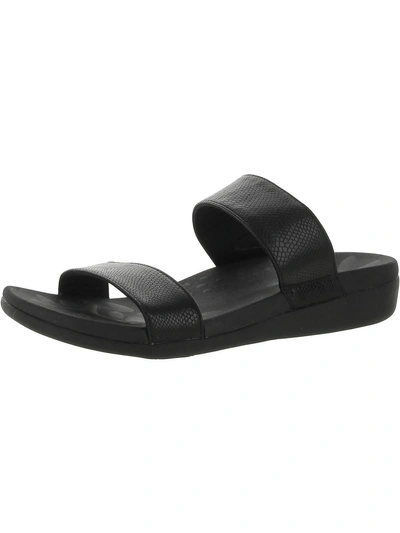 Megnya Womens Faux Leather Slip-on Slide Sandals In Black