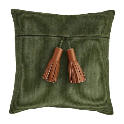Mudpie Corduroy Zipper Pillow In Green