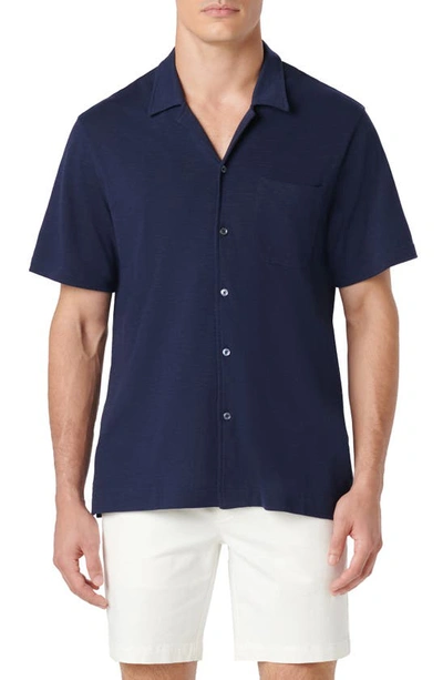 Bugatchi Knit Camp Shirt In Navy