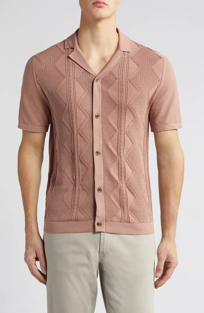 Reiss Fortune Cable Cotton Polo Jumper In Rose