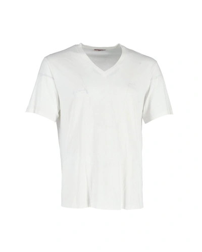 Prada V-neck T-shirt In White Cotton