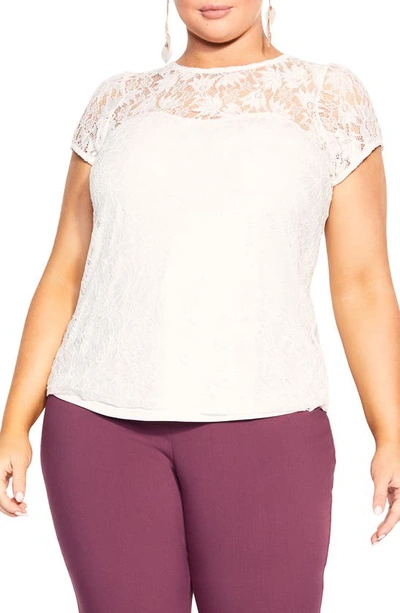 City Chic Nevaeh Lace Top In Ivory