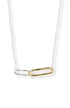 Argento Vivo Two-tone Linked Pendant Necklace In Gold/ Sil