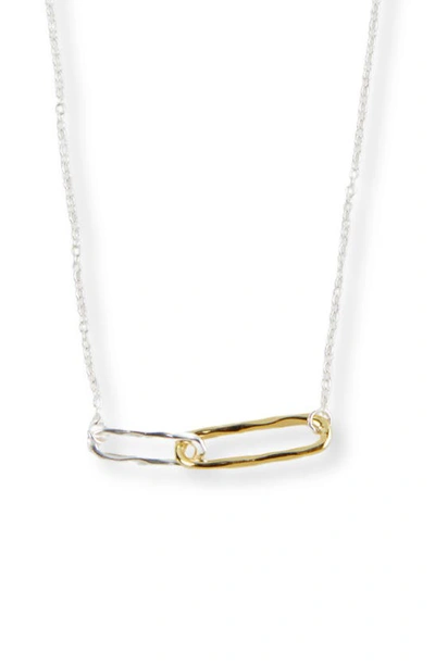 Argento Vivo Sterling Silver Two-tone Linked Pendant Necklace In Gold/ Sil