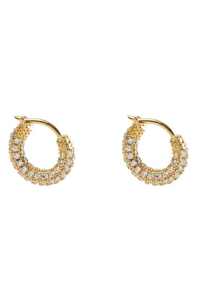 Argento Vivo Sterling Silver Pavé Cubic Zirconia Hoop Earrings In Gold