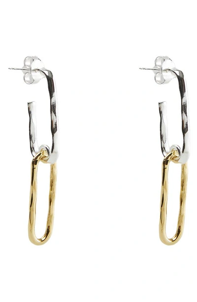 Argento Vivo Sterling Silver Two-tone Link Drop Earrings In Gold/ Sil