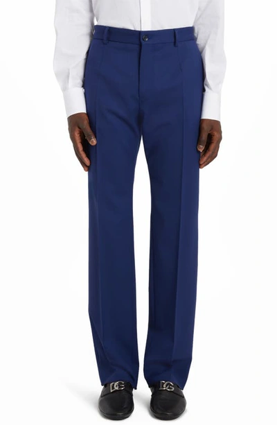 Dolce & Gabbana Stretch Virgin Wool Slim Leg Pants In B0232 Blu Cina