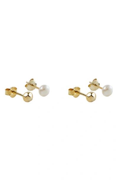 Argento Vivo Sterling Silver Mismatched Stud Earrings In Gold