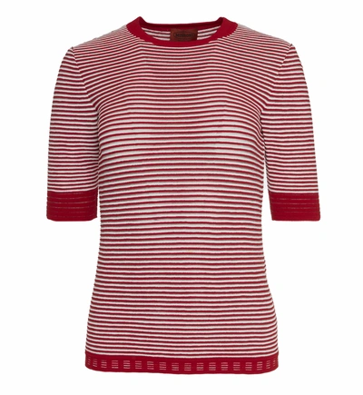 Missoni Crew Neck Striped T Shirt In Red