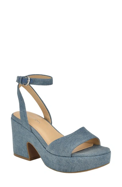 Calvin Klein Summer Ankle Strap Sandal In Medium Blue