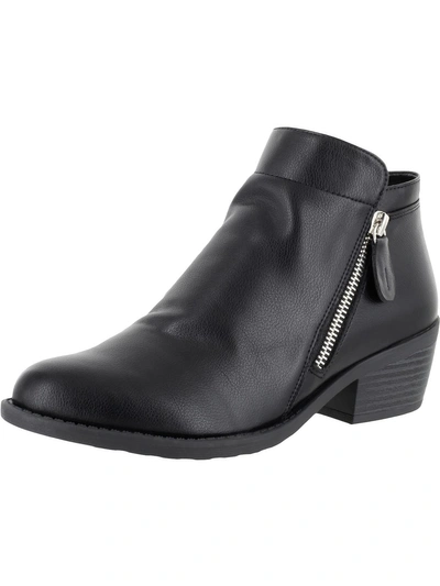 Easy Street Gusto Womens Faux Leather Ankle Booties In Black