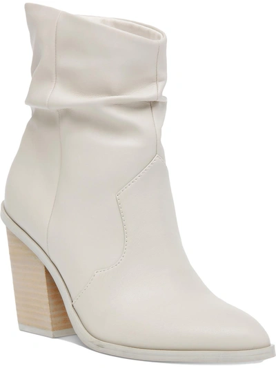 Dolce Vita Womens Pull On Block Heel Cowboy, Western Boots In White