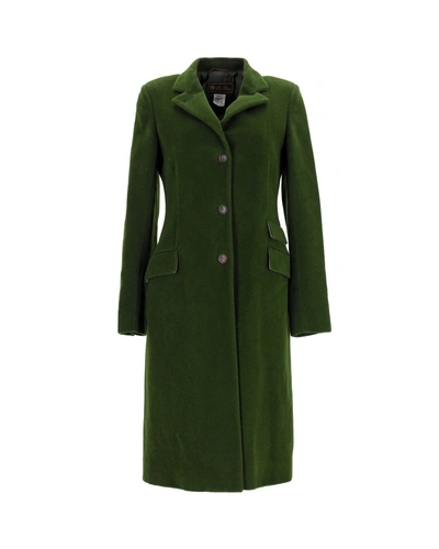 Loro Piana Buttoned Long Coat In Green Wool