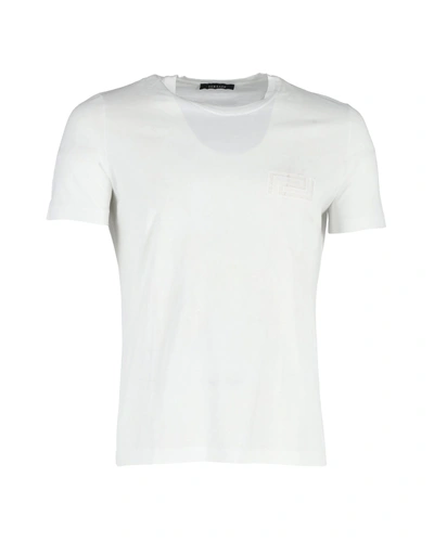 Versace Logo Crewneck T-shirt In White Cotton