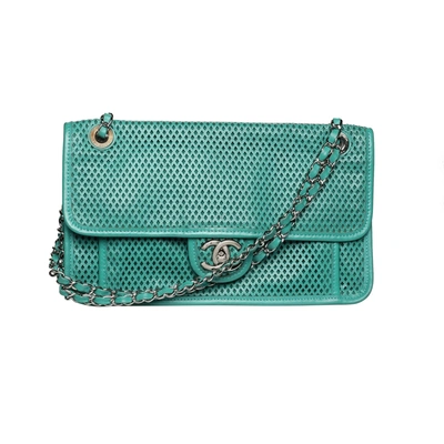 Pre-owned Chanel Teal Up In The Air Flap Bag In Blue