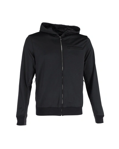 Prada Zipped Hooded Jacket In Black Polyester