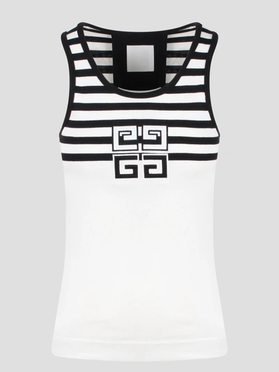 Givenchy 4g Stripes Cotton Tank Top In Black