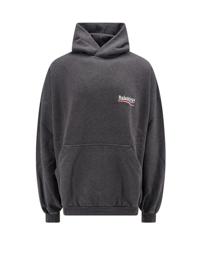 Balenciaga Cotton Sweatshirt With Embroidered Logo On The Front In Grey