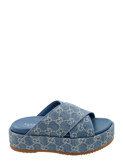 Gucci Denim Sandals In Light Blue
