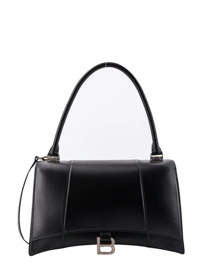 Balenciaga Leather Shoulder Bag With Frontal Monogram In Black