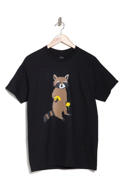 Altru Raccoon Taco Cotton Graphic T-shirt In Black