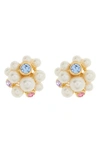 Kate Spade Imitation Pearl & Crystal Cluster Stud Earrings In Goldtone/ Imitation Pearl