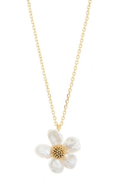 Kate Spade Floral Frenzy Pendant Necklace In Cream Gold