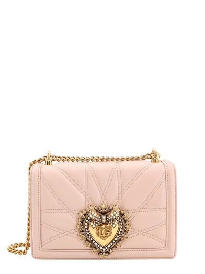 Dolce & Gabbana Matelassé Leather Shoulder Bag With Iconic Jewel Detail In Pink