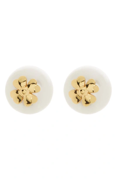 Kate Spade Imitation Pearl Stud Earrings In Cream Gold