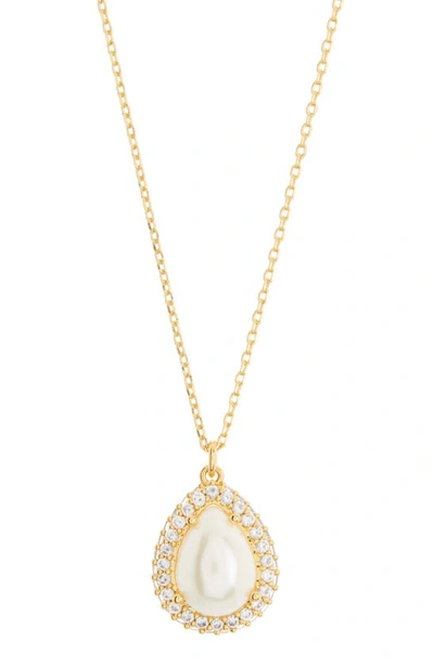 Kate Spade Brilliant Statements Pavé Halo Pendant Necklace In Cream Gold