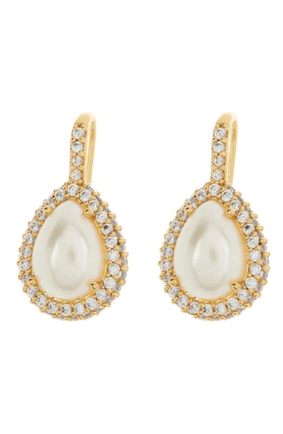 Kate Spade Pavé Halo Drop Earrings In Cream Gold