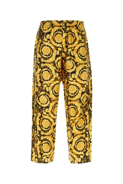 Versace Man Printed Satin Pijama Pant In Multicolor