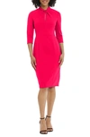 Donna Morgan Crepe Three-quarter Sleeve Sheath Dress In Rosebud