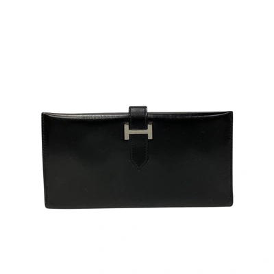 Hermes Béarn Leather Wallet () In Black