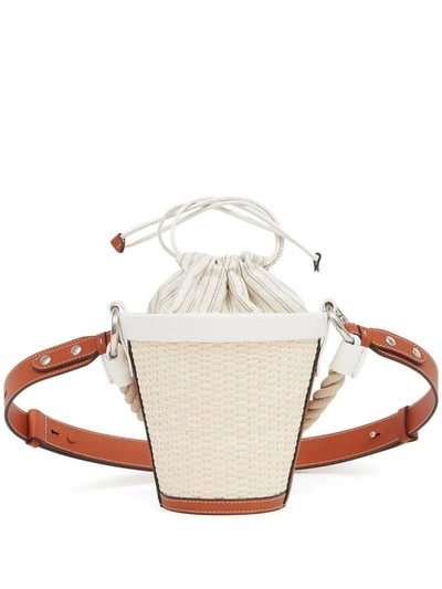 Maison Margiela Fire Bucket Woven-raffia Shoulder Bag In White