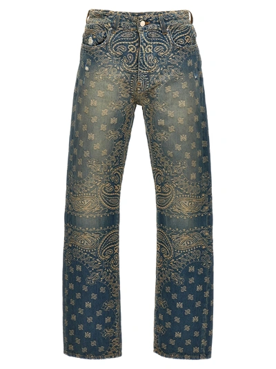 Amiri Bandana Jaquard Jeans Blue