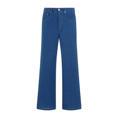 Palm Angels Lw Chambray 5 Pockets Trousers In Blue