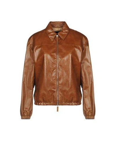 Prada Biker Jacket In Camel