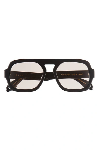 Elisa Johnson Jane 54mm Flat Top Navigator Sunglasses In Gloss Black