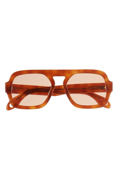 Elisa Johnson Jane 54mm Flat Top Navigator Sunglasses In Light Brown Tortoise