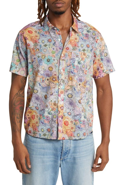 Rvca Sage Vaughn Short Sleeve Button-up Shirt In Multi