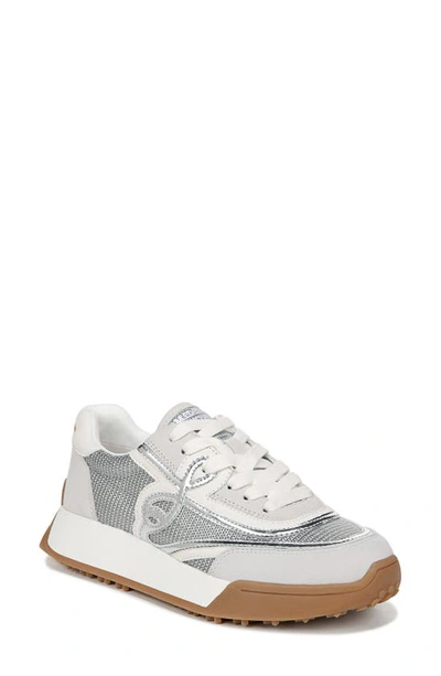 Sam Edelman Luna Trainer In Silver/ Off White