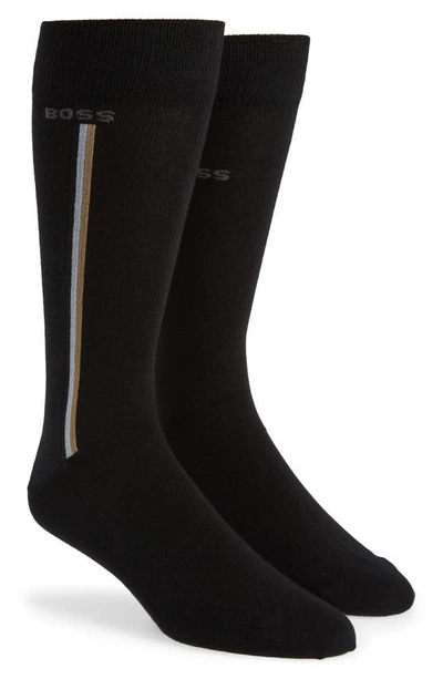 Hugo Boss Iconic 2-pack Stripe Dress Socks In Black