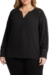 Nydj Lilana Circle Trim Peasant Top In Black