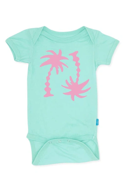 Feather 4 Arrow Babies' Wavy Palm Cotton Graphic Bodysuit In Beach Glass