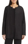 Eileen Fisher Quilted Silk Jacket In Black