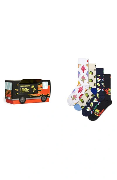 Happy Socks Assorted 3-pack Food Truck Crew Socks Gift Box In White