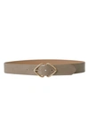 B-low The Belt Livia Gloss Double Buckle Leather Belt In Taupe Gold