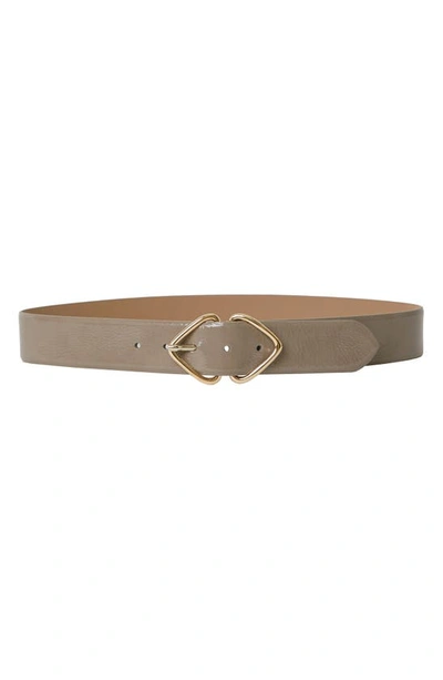 B-low The Belt Livia Gloss Double Buckle Leather Belt In Taupe Gold