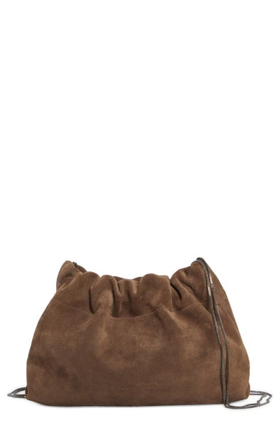 Brunello Cucinelli Softy Suede Crossbody Bag In C8769 Med Brown